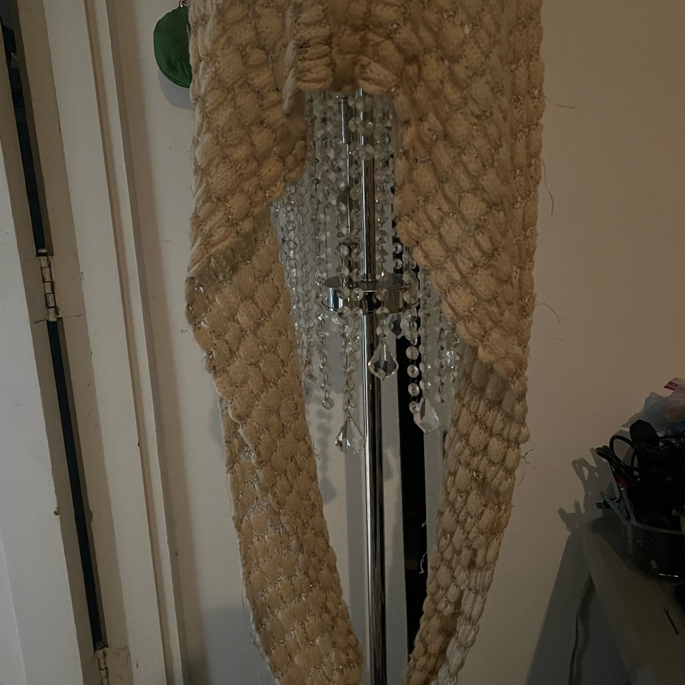 mark. Cream Knitted Scarf with Sparkling Details